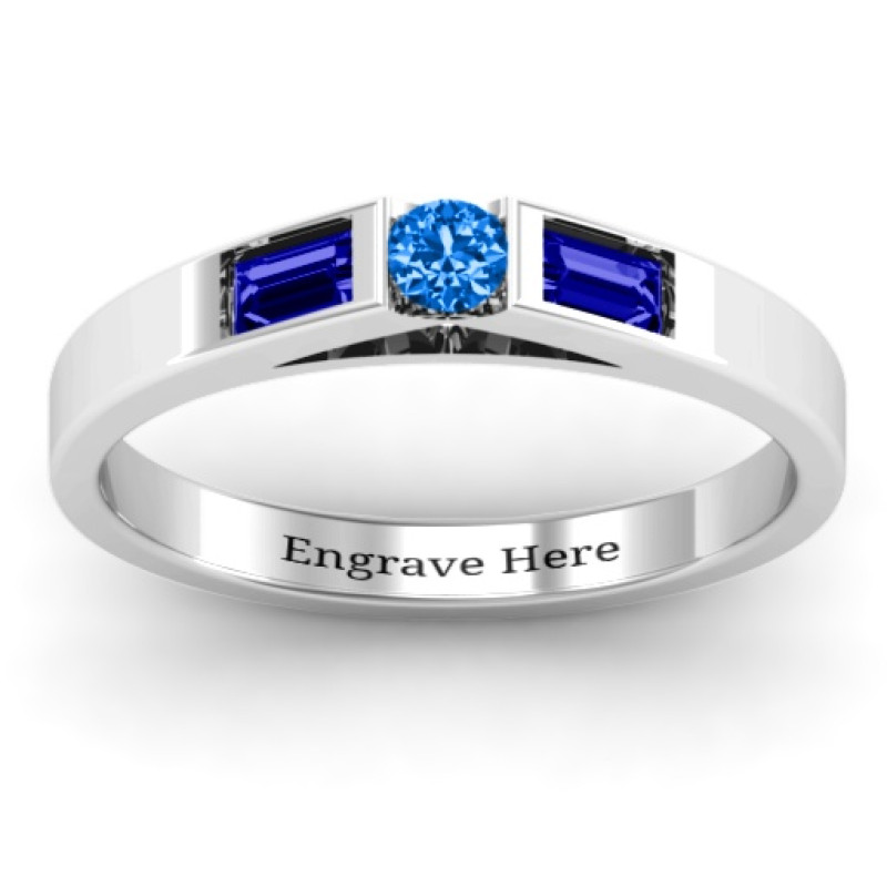 Solitaire Bridge Ring with Baguette Accents Solitaire bridge ring with a round centre stone and baguette accents