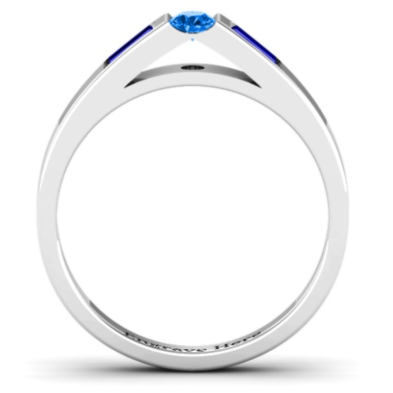 Solitaire Bridge Ring with Baguette Accents Solitaire bridge ring with round centre stone and side baguettes