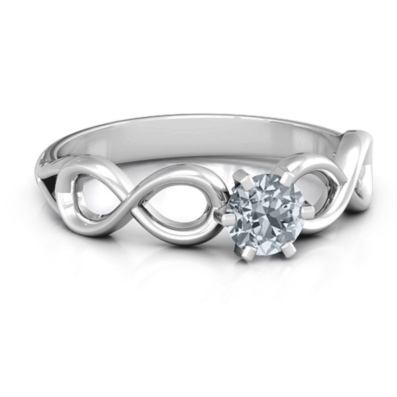 Personalised Solitaire Infinity Ring Sterling Silver Solitaire Infinity Ring with round centre stone