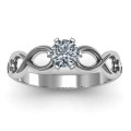 Sterling Silver Solitaire Infinity Ring Double infinity ring with round centre stone