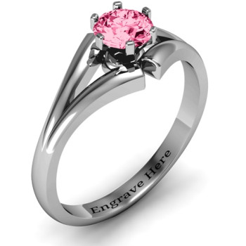 Sterling Silver Solitaire Split Shank Ring Sterling Silver Solitaire Split Shank Ring