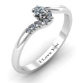 Solitaire Wave Ring Side View Side view of solitaire wave ring with stone-set band