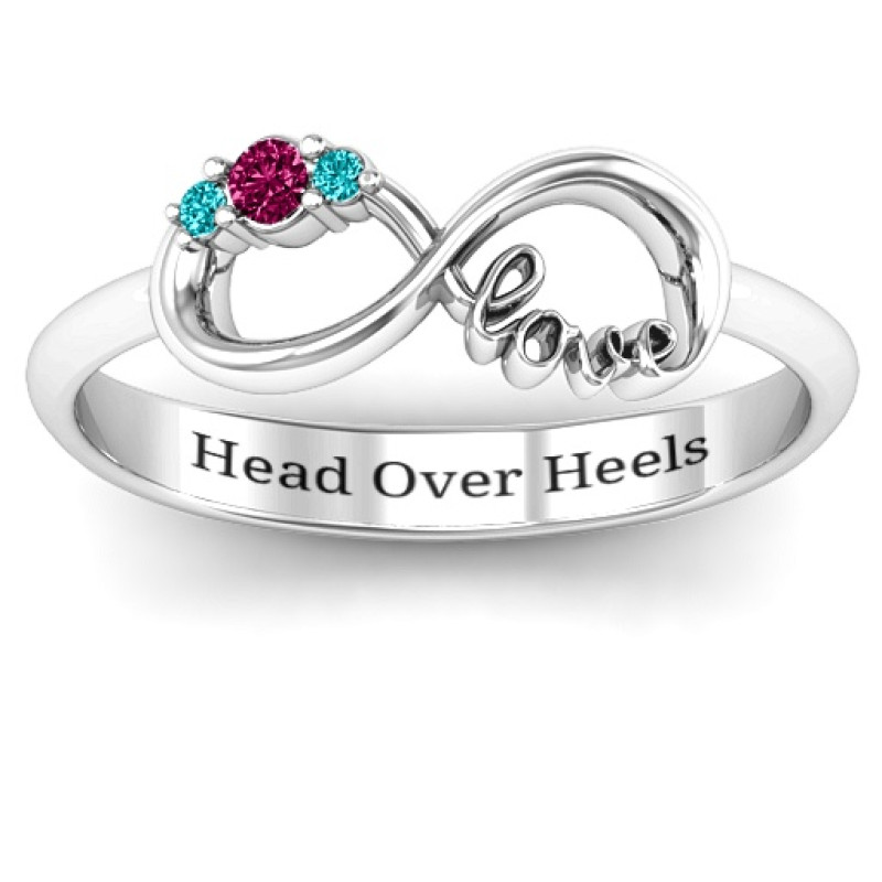 Personalised sparkly love infinity ring product view