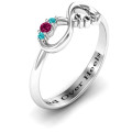 Personalised sparkly love infinity ring detail view