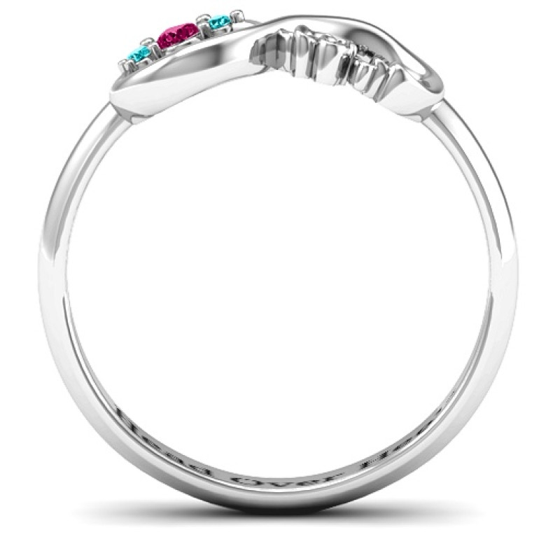 Personalised sparkly love infinity ring side view