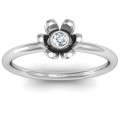Sterling Silver Stone in Magnolia Ring Magnolia flower ring with a round centre stone