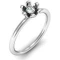 Sterling Silver Stone in Magnolia Ring Magnolia flower ring with a round centre stone
