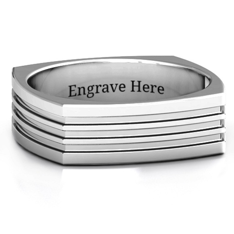 Stria Grooved Square-Shaped Men's Ring Stria grooved square-shaped men's ring