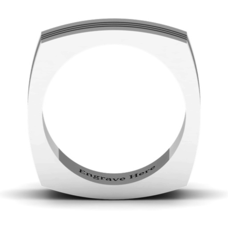 Stria Grooved Square-Shaped Men's Ring Profile Stria grooved square-shaped men's ring profile
