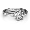 Sterling Silver Tangled Hearts Infinity Ring Tangled hearts infinity ring with two hearts and infinity symbols