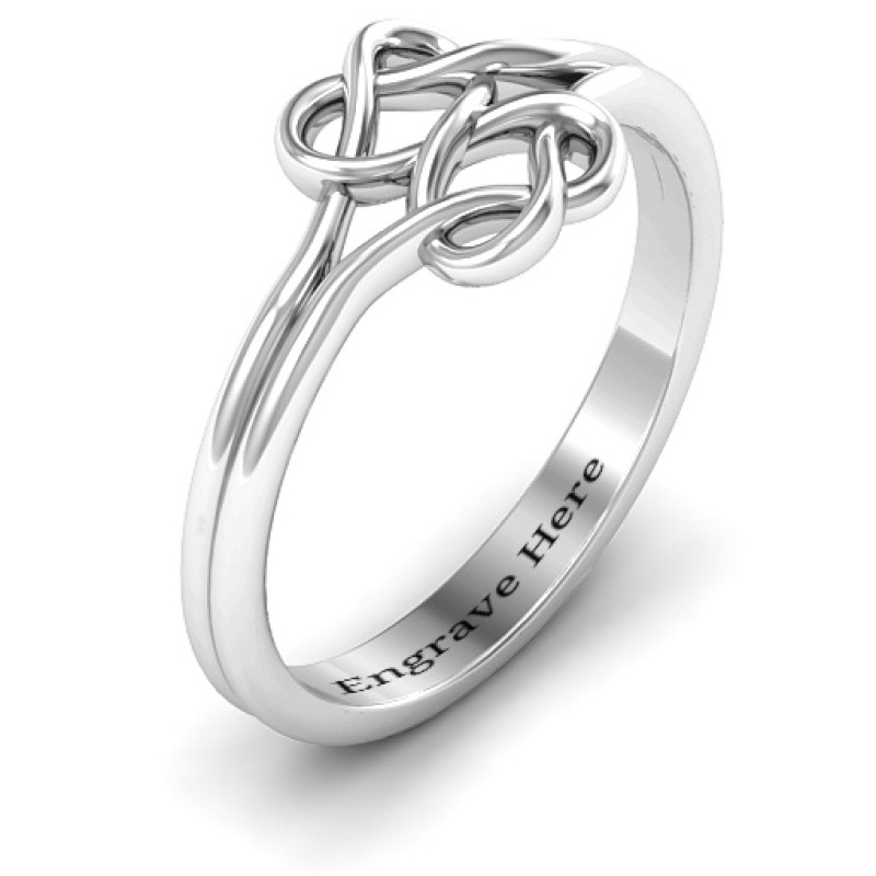 Tangled Hearts Infinity Ring Front View Tangled hearts infinity ring viewed from the front