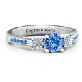 Three Stone Eternity Ring with Twin Accent Rows Three stone eternity ring with twin accent rows