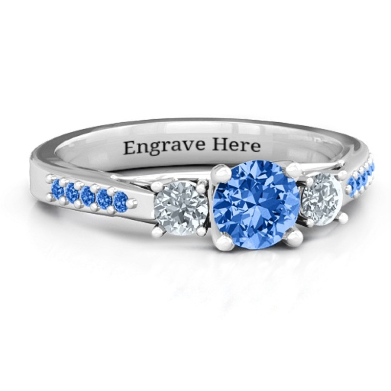 Three Stone Eternity Ring with Twin Accent Rows Three stone eternity ring with twin accent rows