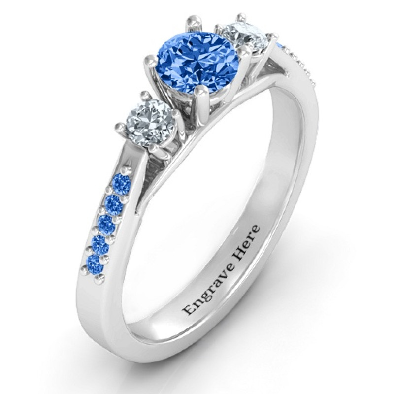 Three Stone Eternity Ring with Twin Accent Rows Three stone eternity ring with twin accent rows