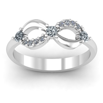 Sterling Silver Three Stone Infinity Ring with Accents Sterling Silver Three Stone Infinity Ring with Accents