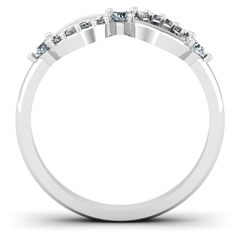 Three Stone Infinity Ring with Accent Stones Three stone infinity ring with round accent stones