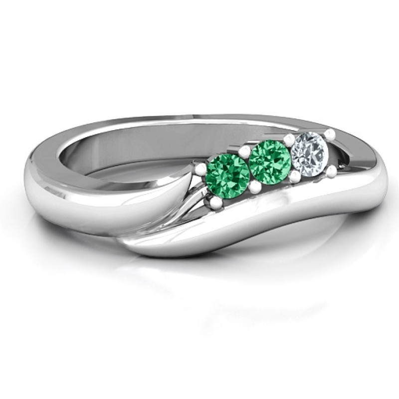 Sterling Silver Three Stone Single Bypass Ring Sterling silver three stone single bypass ring