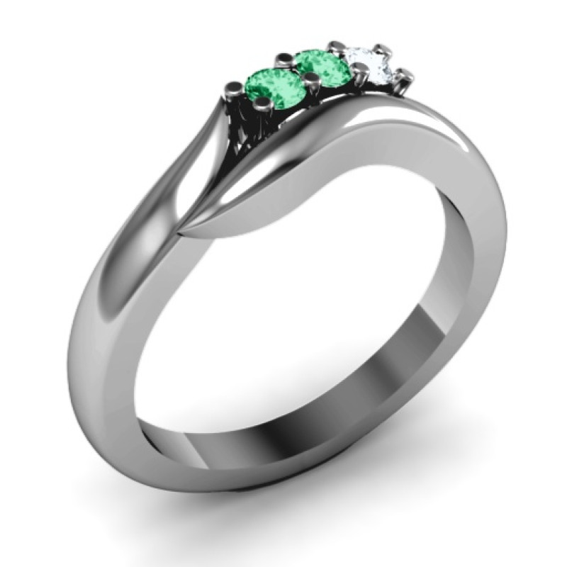 Three Stone Single Bypass Ring Three stone single bypass ring product view