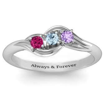 Sterling Silver Three Stone Wave Ring Sterling Silver Three Stone Wave Ring