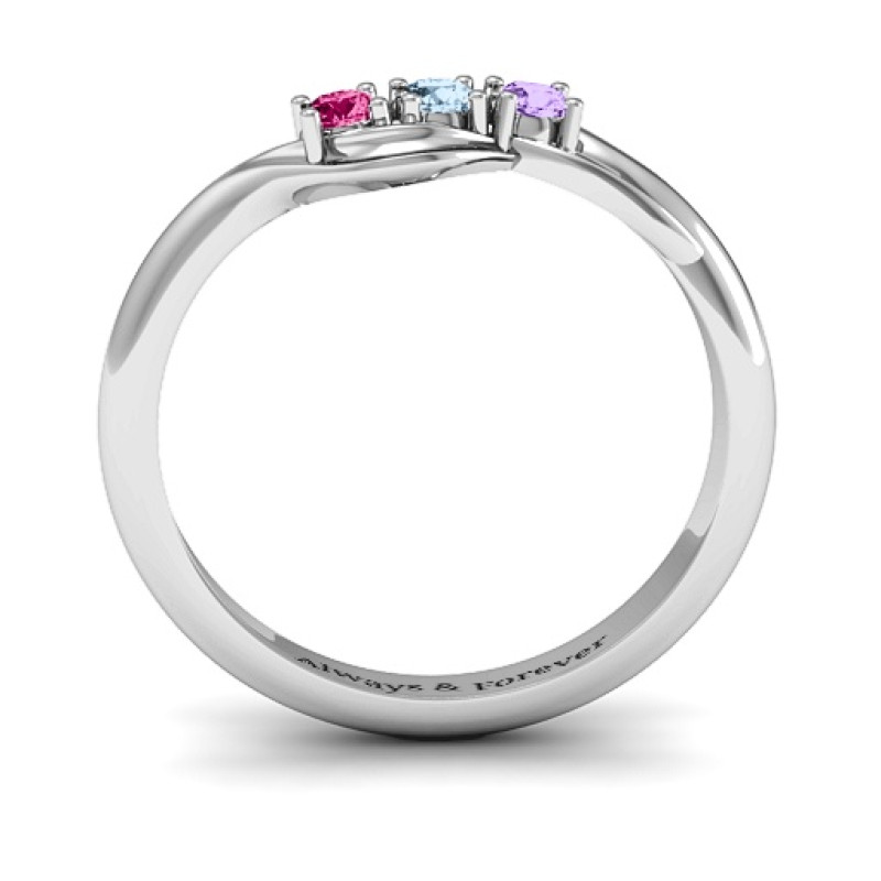 Three Stone Wave Ring Three stone wave ring with round gemstones