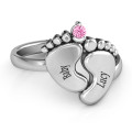 Engravable Footprint Birthstone Ring Engravable footprint birthstone ring