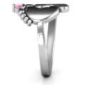 Engravable Footprint Birthstone Ring Side View Engravable footprint birthstone ring side view