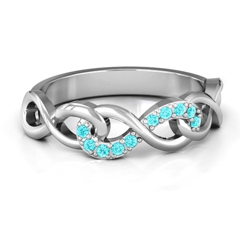 Triple entwined infinity ring with stone accents