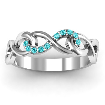 Sterling Silver Triple Entwined Infinity Ring with Accents Sterling Silver Triple Entwined Infinity Ring with Accents