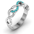 Triple entwined infinity ring with stone accents, alternate view