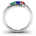 Triple Princess Stone Ring with Accents Sterling silver triple princess stone ring with round accent stones