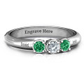 Sterling Silver Triple Round Stone Ring Sterling silver triple round stone ring with three round stones