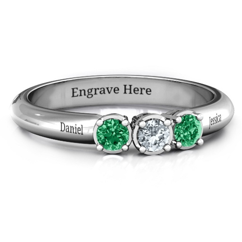 Sterling Silver Triple Round Stone Ring Sterling silver triple round stone ring with three round stones
