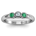 Sterling Silver Triple Round Stone Ring Sterling silver triple round stone ring product view