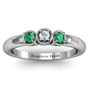 Sterling Silver Triple Round Stone Ring Sterling Silver Triple Round Stone Ring