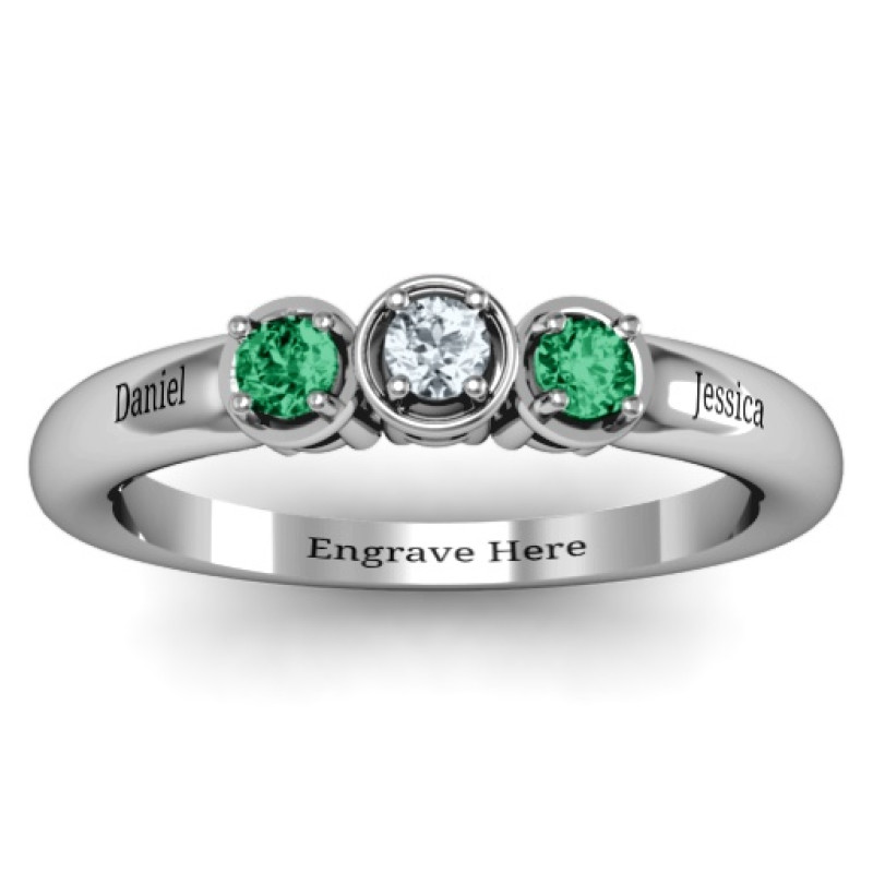 Sterling Silver Triple Round Stone Ring Sterling silver triple round stone ring product view