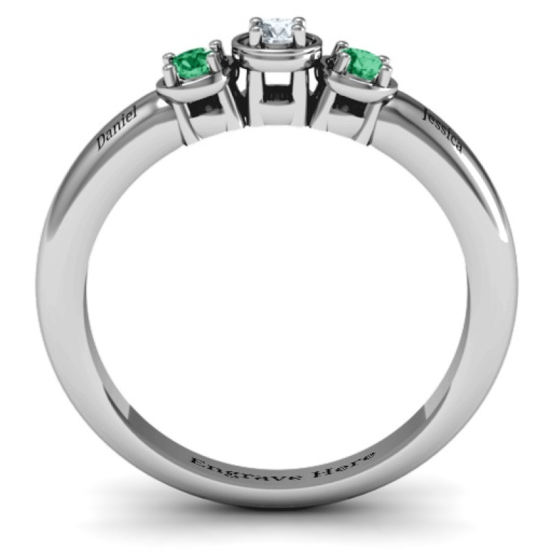 Sterling Silver Triple Round Stone Ring Sterling silver triple round stone ring product view