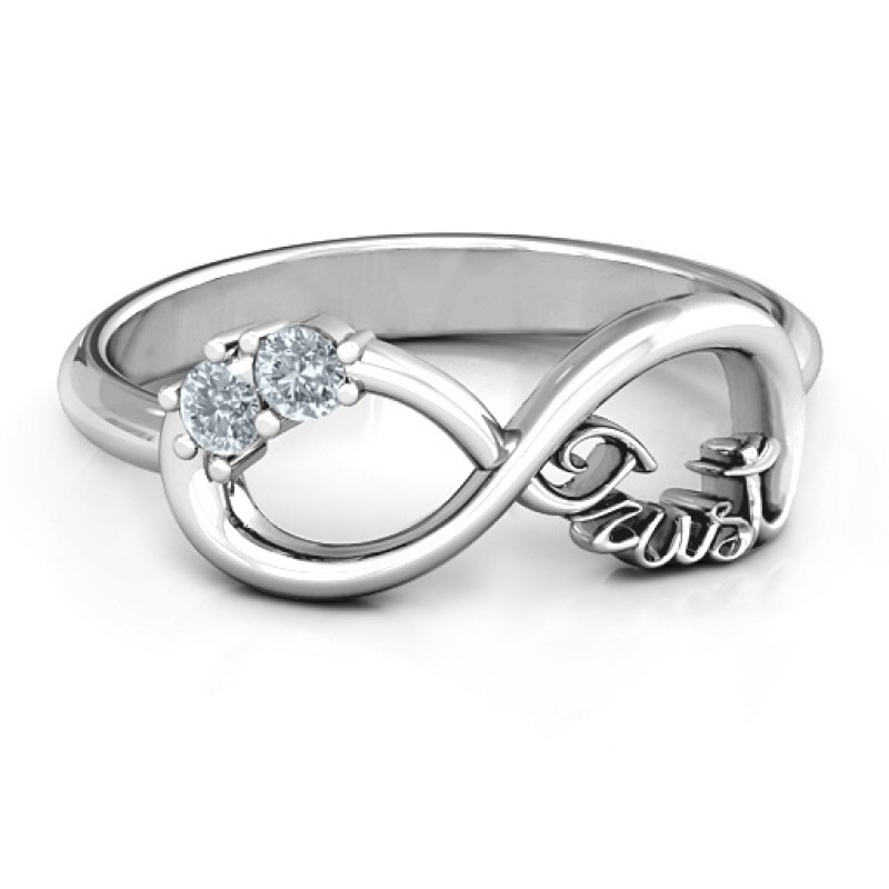 Sterling Silver Trust Infinity Ring Sterling Silver Trust Infinity Ring with two round stones