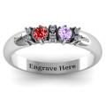 Twin circular half bezel accent ring with round stones