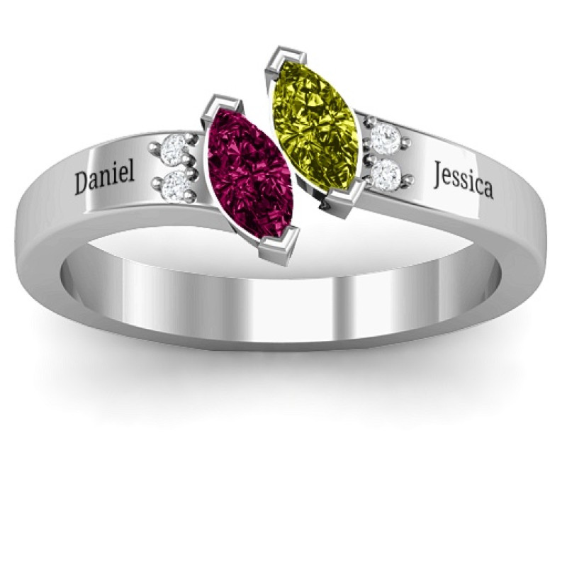 Twin Marquise and Accent Ring View Twin marquise and accent stone ring view
