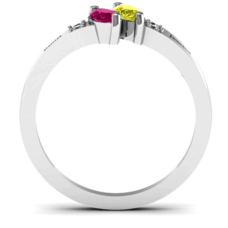 Twin Marquise and Accent Ring Side View Twin marquise and accent stone ring side view