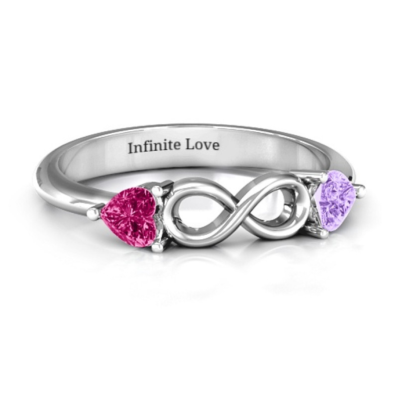 Sterling Silver Two Hearts to Infinity Ring Sterling silver Two Hearts to Infinity ring with heart-cut stones