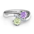 Storybook Romance Two Stone Ring with two round stones and curved accent-stone band