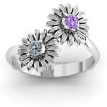 Personalised Sun Flowers Ring Sun Flowers Ring with two flower motifs and two stones