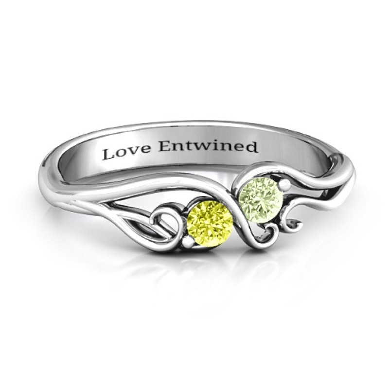 Swirl of Style Birthstone Ring with two round centre stones