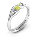 Swirl of Style Birthstone Ring with two round centre stones