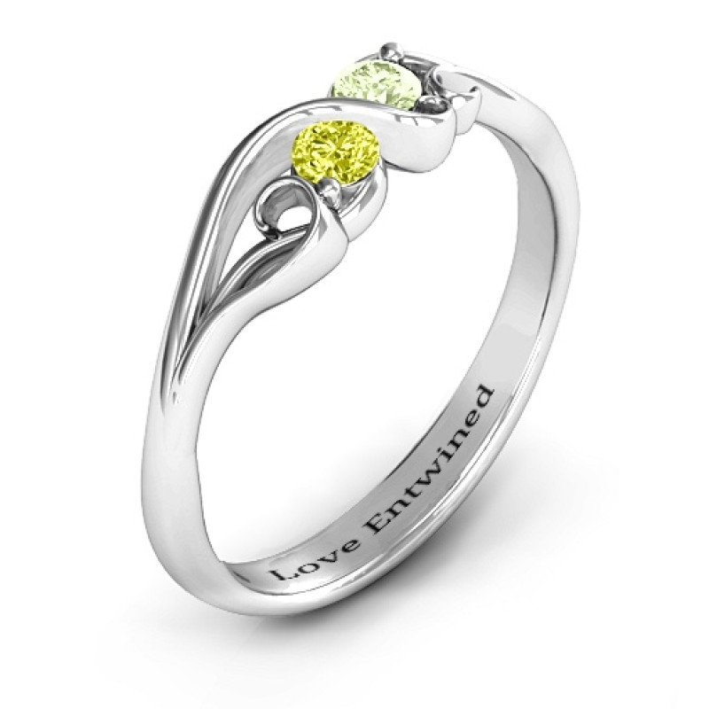 Swirl of Style Birthstone Ring with two round centre stones