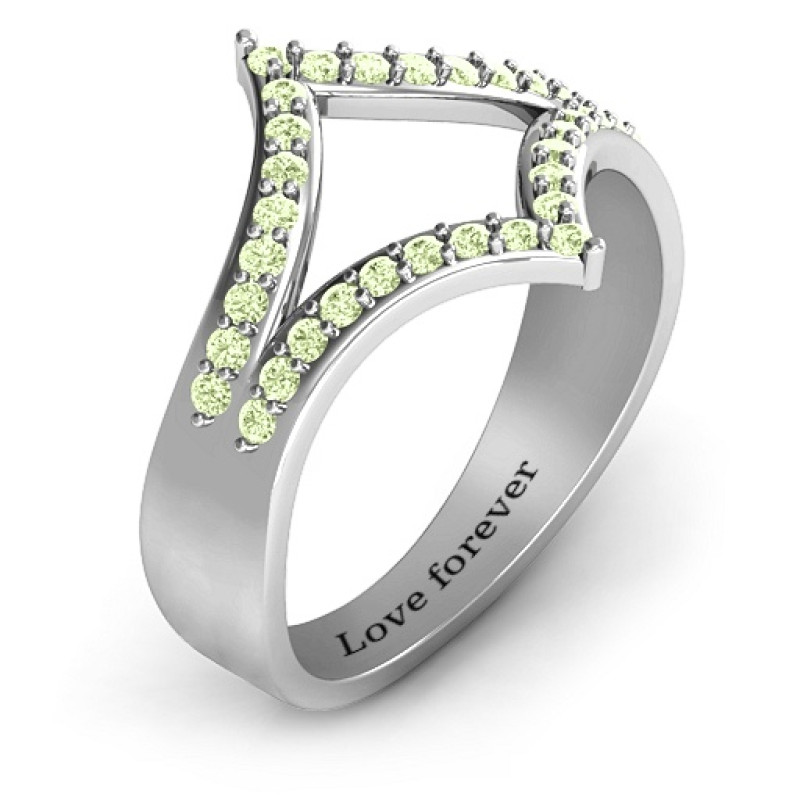 Symmetrical Sparkle Ring with geometric cut-out detail and accent stones