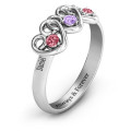 Three’s Company triple heart gemstone ring detail view