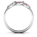 Three’s Company triple heart gemstone ring side view