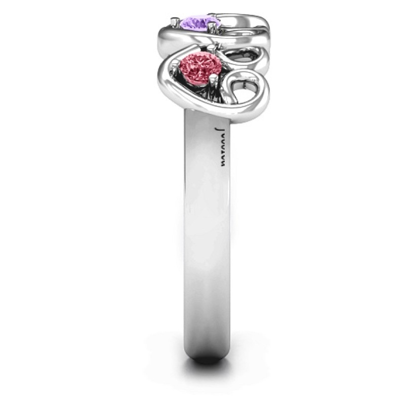 Three’s Company triple heart gemstone ring alternate view